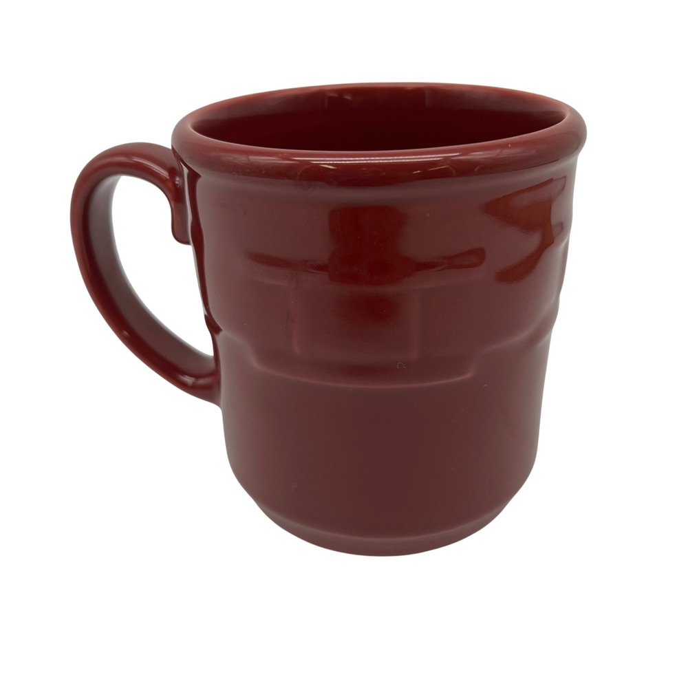 VTG Longaberger Pottery Woven Traditions Basketweave Coffee Mug Paprika Red 90s